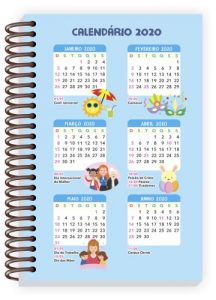 calendário anual para agendas escolares