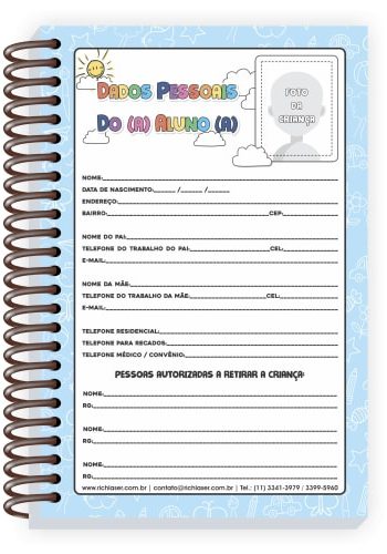 Dados pessoais para agenda escolar