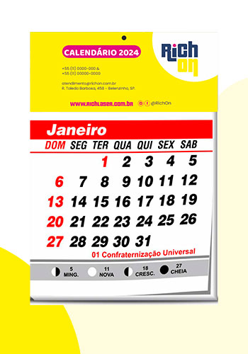 Calendario De Parede 12 Folhas Personalizado