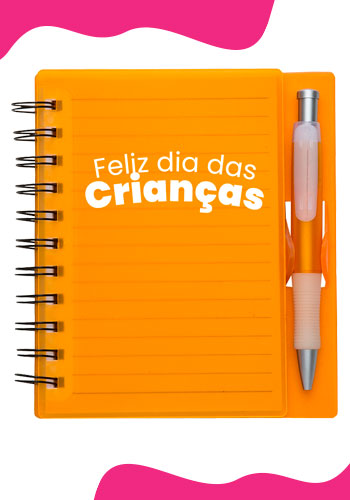 caderneta plastica com caneta
